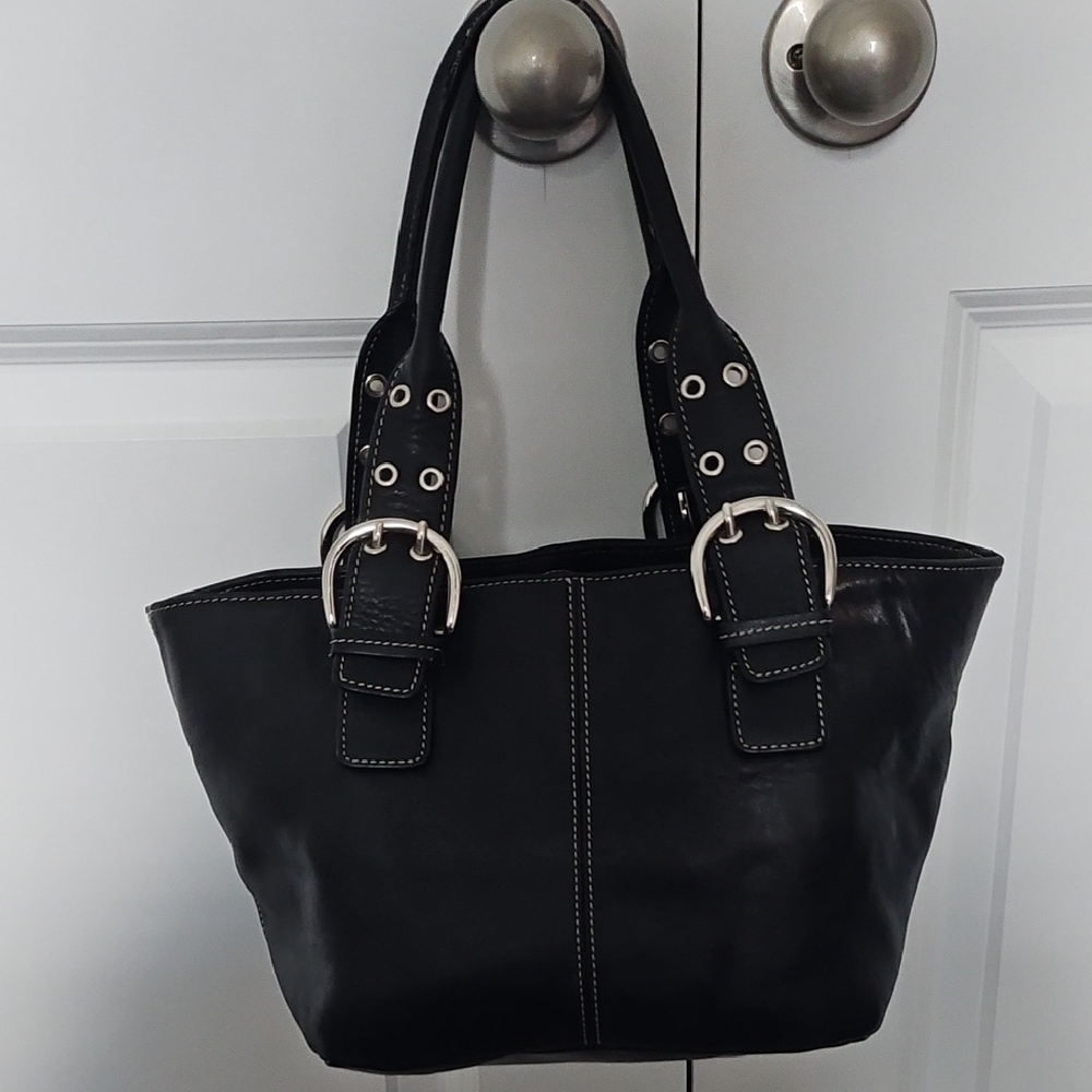 Elegant Black Leather Tote Bag